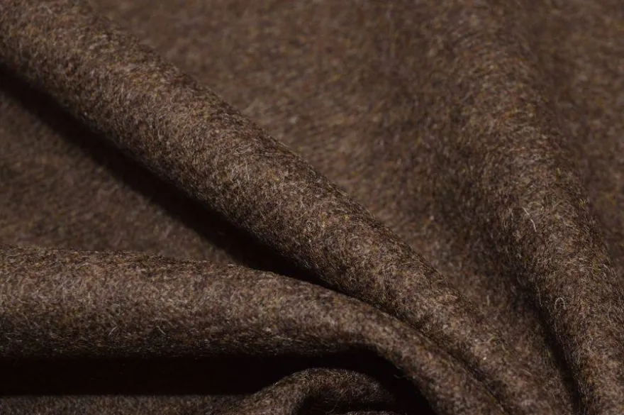 TESSUTO PURA LANA EFFETTO SHETLAND MARRONE