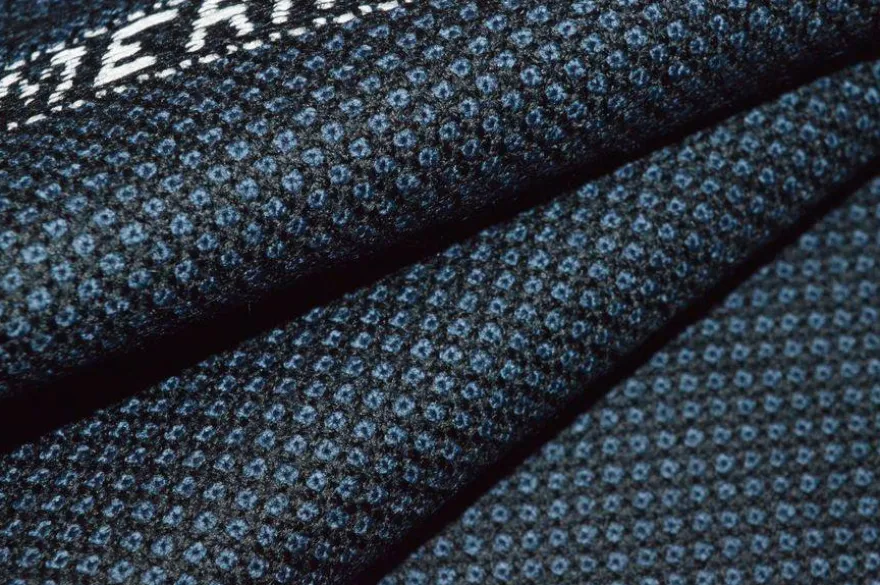 TESSUTO PURA LANA MERINO OCCHIO DI PERNICE BLU NERO