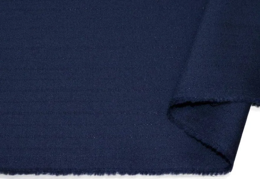TESSUTO PURA LANA STRETCH GESSATO LUREX BLU