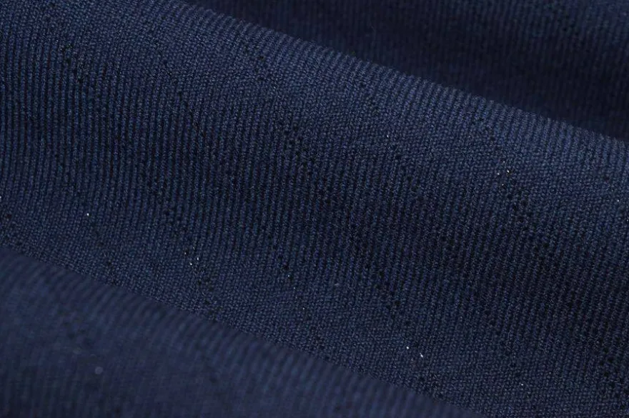 TESSUTO PURA LANA STRETCH GESSATO LUREX BLU