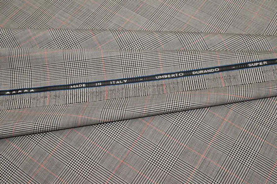TESSUTO PURA LANA SUPER 120'S PRINCIPE DI GALLES RIQUARDO ROSSO
