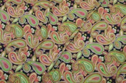 TESSUTO PURA VISCOSA DISEGNO CASHMERE VERDE ROSA