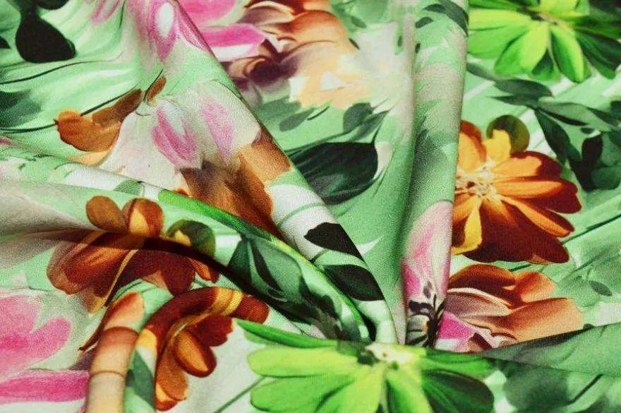 TESSUTO PURA VISCOSA FANTASIA FLOREALE VERDE