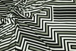 TESSUTO PURA VISCOSA FANTASIA GEOMETRICA BIANCO NERO