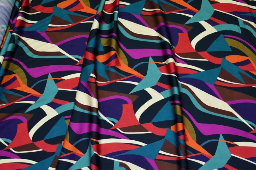 TESSUTO PURA VISCOSA FANTASIA MODA MULTICOLOR 117