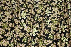 TESSUTO PURA VISCOSA FIORE VERDE FONDO NERO