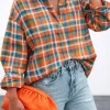 TESSUTO PURO COTONE CAMICERIA SCACCO ARANCIO