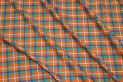 TESSUTO PURO COTONE CAMICERIA SCACCO ARANCIO