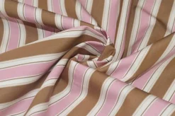 TESSUTO PURO COTONE CAMICERIA RIGA BEIGE E ROSA