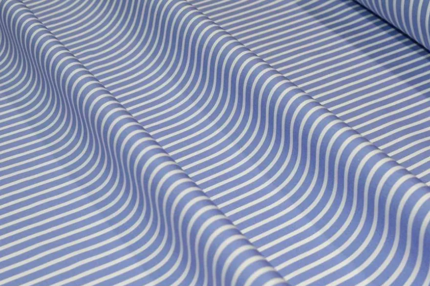 TESSUTO PURO COTONE CAMICERIA RIGA AZZURRA