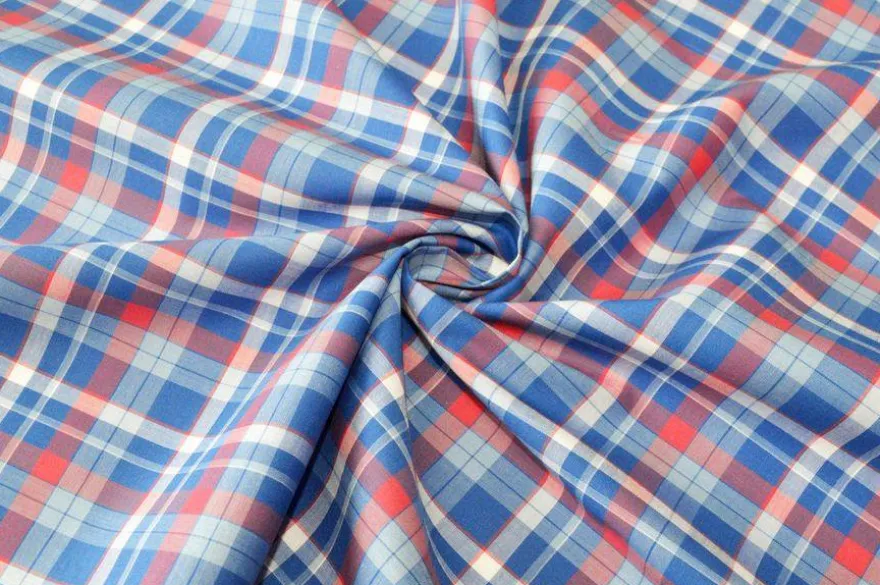 TESSUTO PURO COTONE CAMICERIA SCACCO BLU
