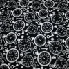 TESSUTO PURO COTONE FANTASIA CLOCKS NERO