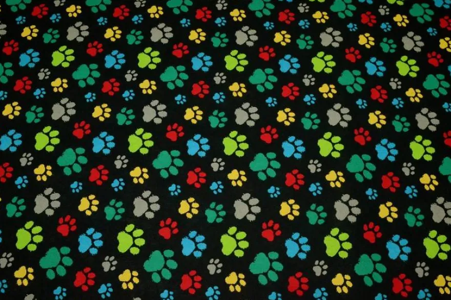 TESSUTO PURO COTONE FANTASIA ORME MULTICOLOR