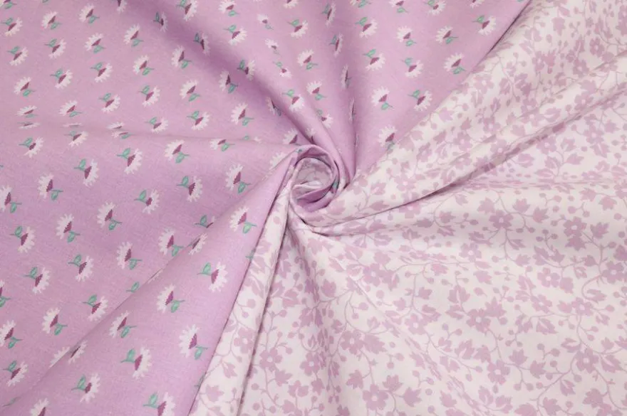 TESSUTO PURO COTONE FANTASIE PATCHWORK ABBINATE LILLA