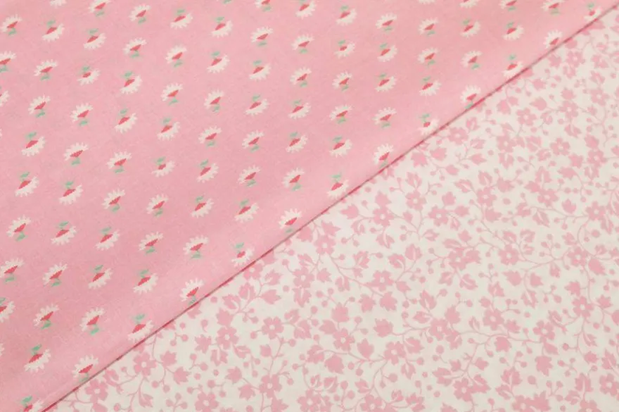 TESSUTO PURO COTONE FANTASIE PATCHWORK ABBINATE ROSA