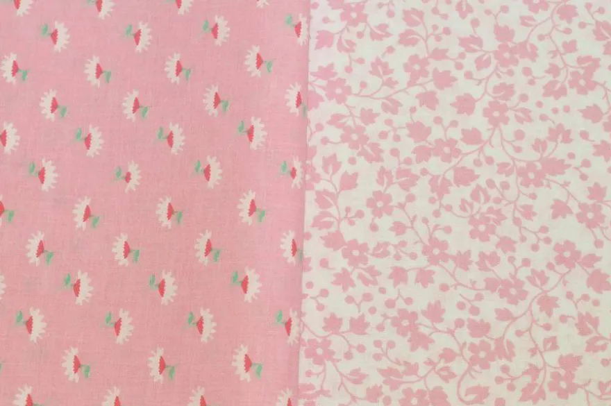 TESSUTO PURO COTONE FANTASIE PATCHWORK ABBINATE ROSA