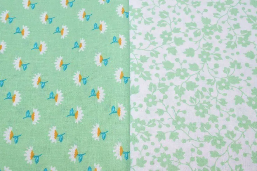 TESSUTO PURO COTONE FANTASIE PATCHWORK ABBINATE VERDE