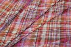 TESSUTO PURO COTONE MADRAS A QUADRI