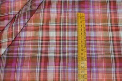 TESSUTO PURO COTONE MADRAS A QUADRI