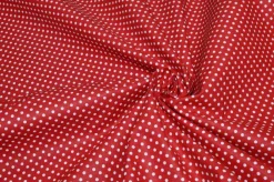 TESSUTO PURO COTONE POIS ROSSO