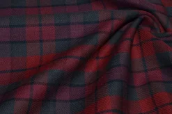TESSUTO PURO COTONE TARTAN ROSSO GRIGIO