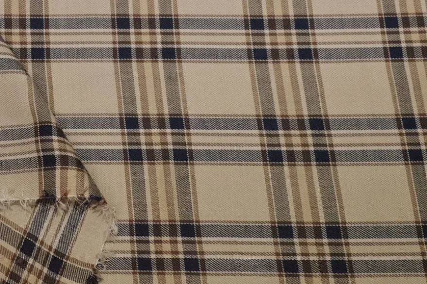 TESSUTO PURO COTONE TARTAN SCACCO BEIGE