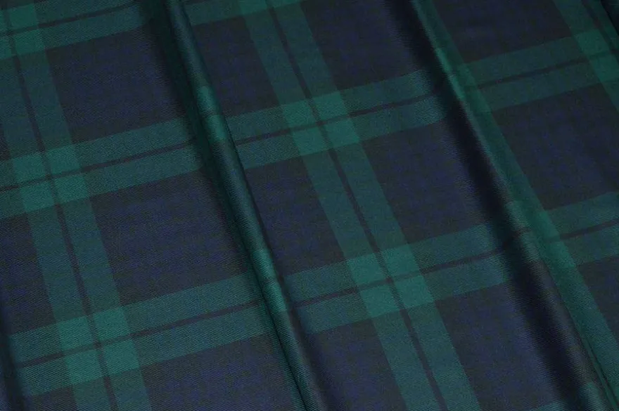 TESSUTO PURO COTONE TARTAN VERDE BLU