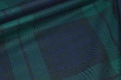 TESSUTO PURO COTONE TARTAN VERDE BLU