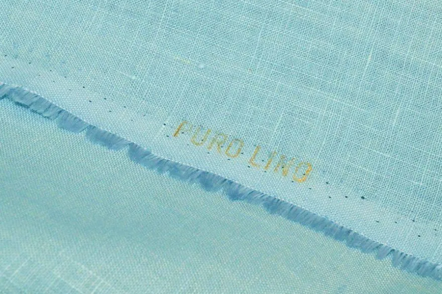 TESSUTO PURO LINO AZZURRO