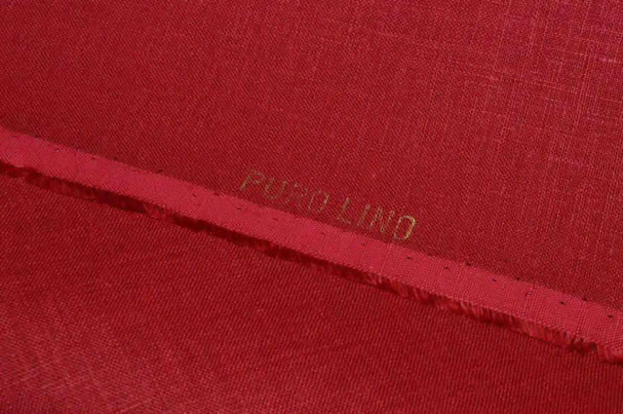 TESSUTO PURO LINO COLOR RUBINO