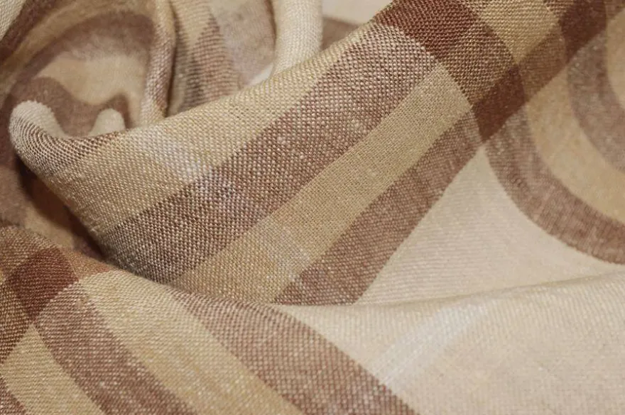 TESSUTO PURO LINO DA CAMICERIA SCACCO BEIGE