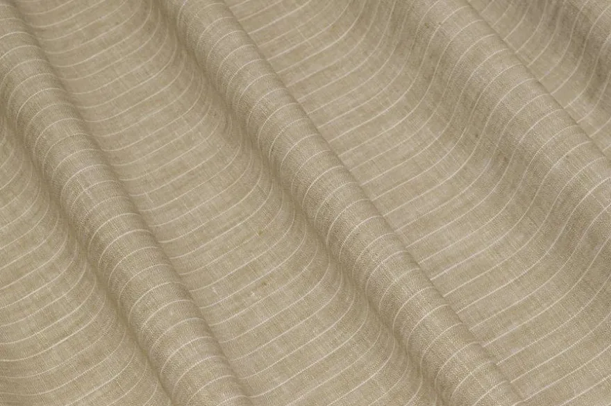 TESSUTO PURO LINO GESSATO BEIGE