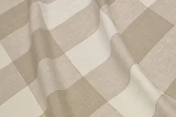 TESSUTO PURO LINO MAXI SCACCO SABBIA