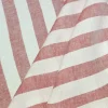 TESSUTO PURO LINO RIGONE BIANCO ROSSO