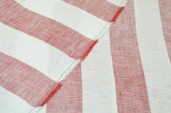 TESSUTO PURO LINO RIGONE BIANCO ROSSO