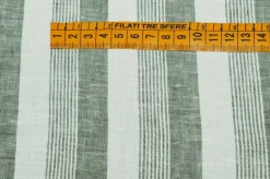 TESSUTO PURO LINO RIGONE VERDE MELANGE