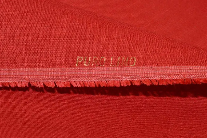 TESSUTO PURO LINO ROSSO
