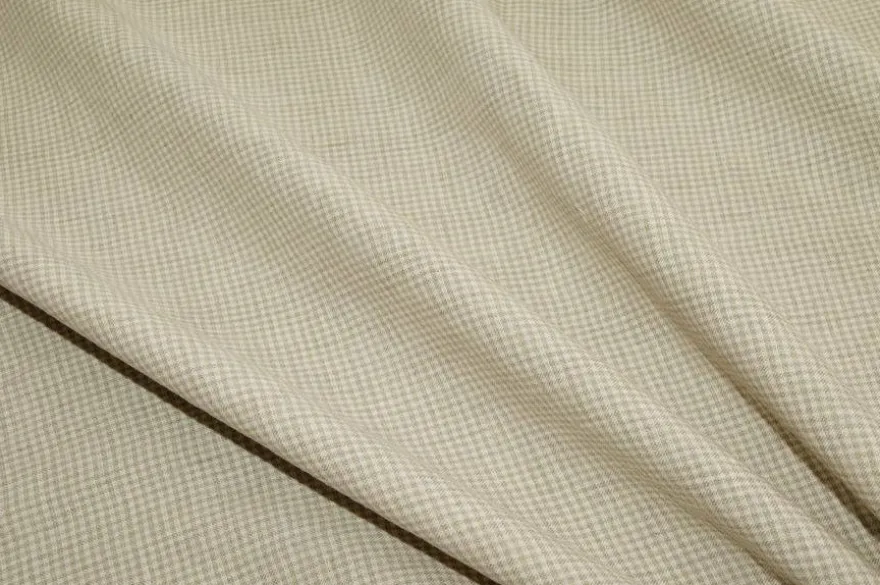 TESSUTO PURO LINO SCACCHETTO BEIGE