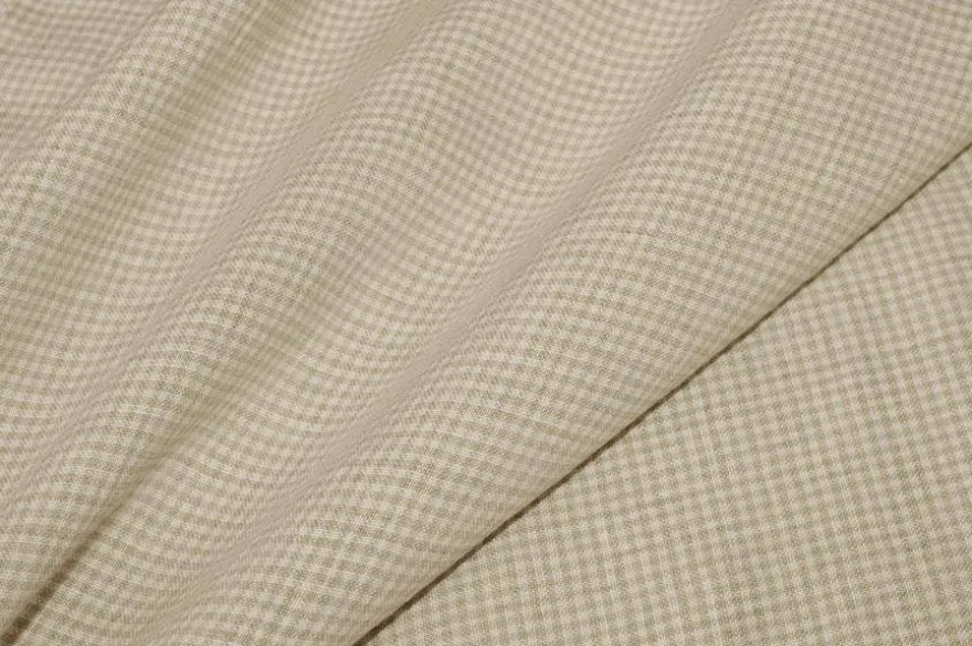TESSUTO PURO LINO SCACCHETTO BEIGE