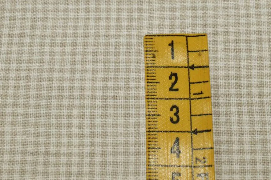 TESSUTO PURO LINO SCACCHETTO BEIGE