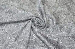 TESSUTO RASATELLO FIORE BIANCO E NERO