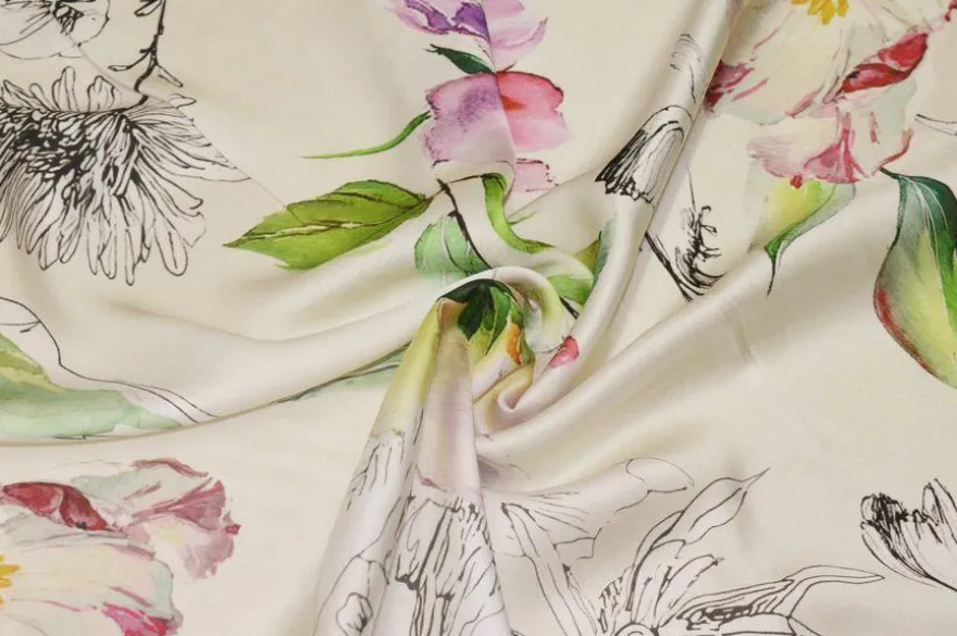 TESSUTO RASATELLO PURA VISCOSA FANTASIA MODA BEIGE