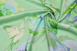 TESSUTO RASATELLO PURA VISCOSA FANTASIA MODA VERDE