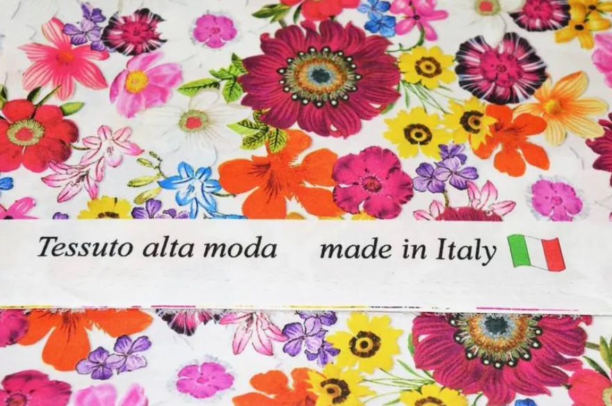 TESSUTO RASATELLO STREATCH FANTASIA FLOREALE FONDO BIANCO