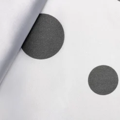 TESSUTO RASO STAMPATO POIS BIACO NERO 360