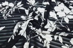 TESSUTO RIGA DEVOREH FIORE BIANCO NERO