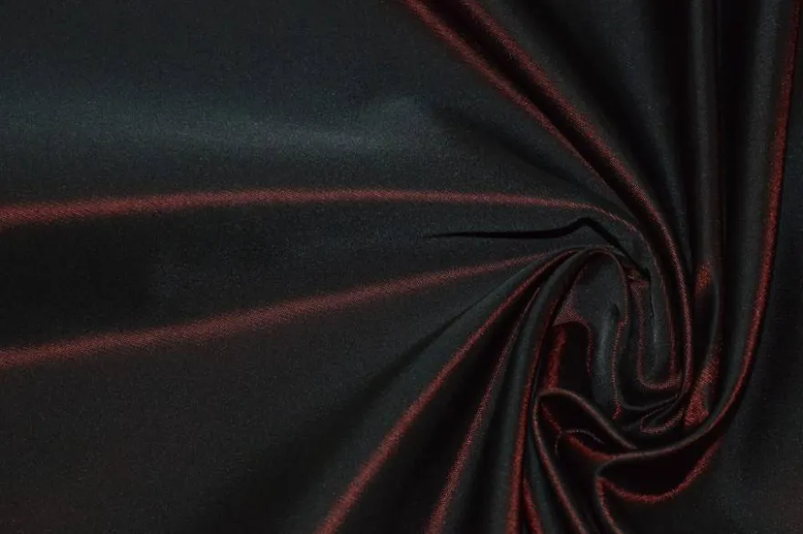 TESSUTO SATIN DUCHESSE ROSSO CANGIANTE NERO