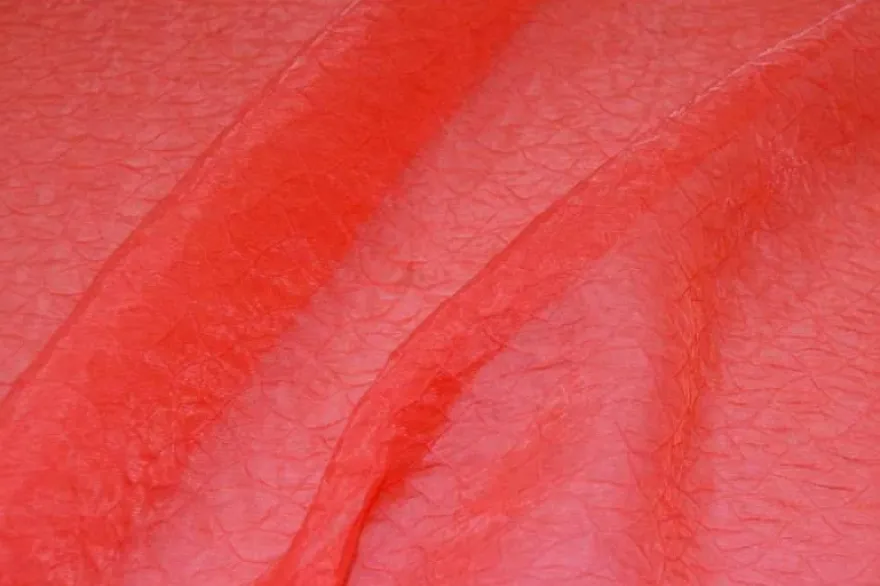 TESSUTO SETA ORGANZA OPERATA CORALLO