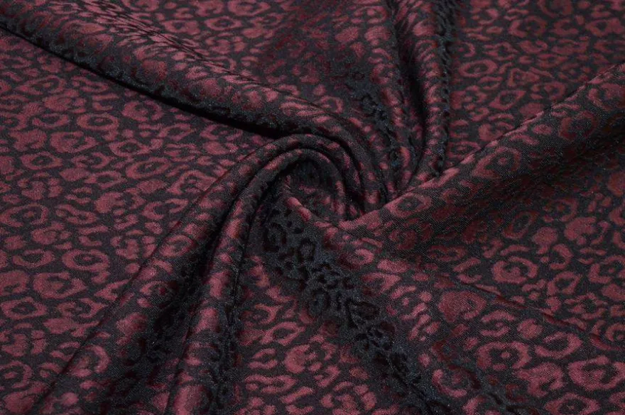 TESSUTO STRETCH ANIMALIER BORDEAUX