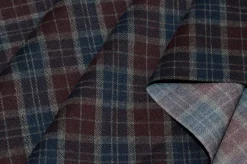 TESSUTO STRETCH SCACCO BLU E GRANATA